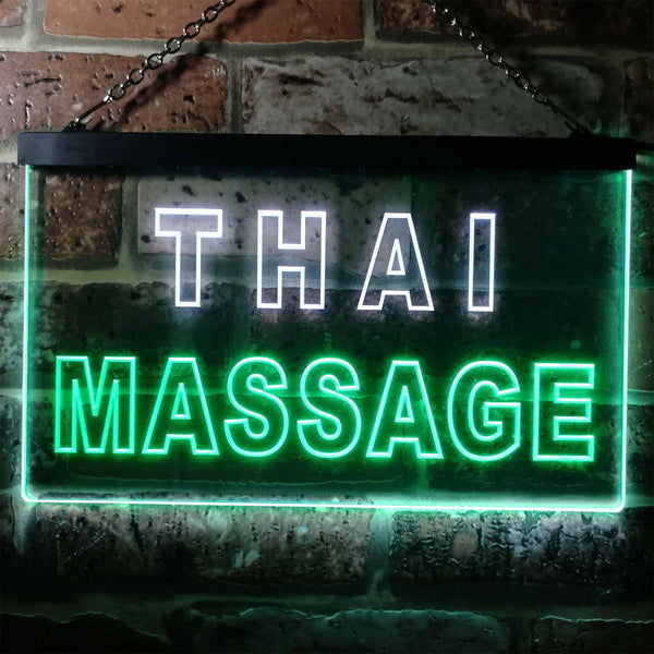 ADVPRO Thai Massage Illuminated Dual Color LED Neon Sign st6-i0731 - White & Green