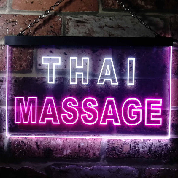 ADVPRO Thai Massage Illuminated Dual Color LED Neon Sign st6-i0731 - White & Purple