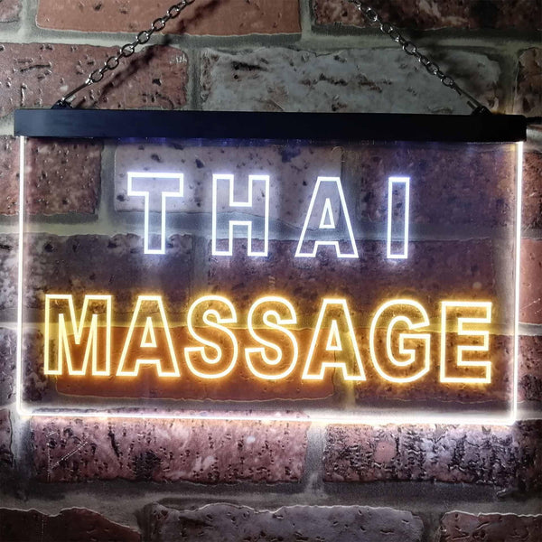 ADVPRO Thai Massage Illuminated Dual Color LED Neon Sign st6-i0731 - White & Yellow