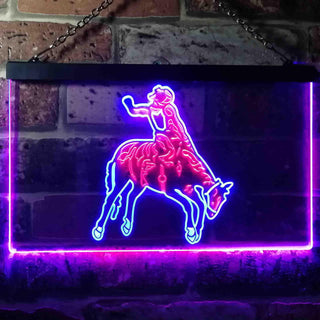 ADVPRO Western Cowboy Bull Rider Bar Illuminated Dual Color LED Neon Sign st6-i0781 - Blue & Red