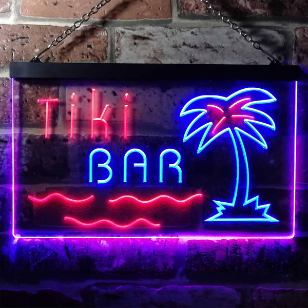ADVPRO Tiki Bar Palm Tree Island Illuminated Dual Color LED Neon Sign st6-i0787 - Blue & Red