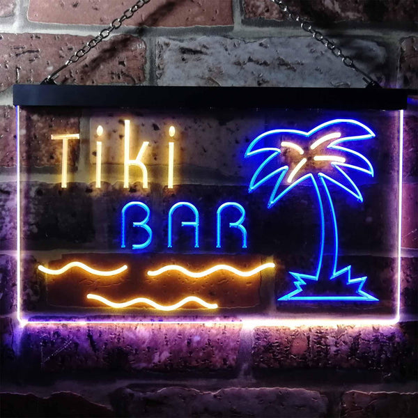 ADVPRO Tiki Bar Palm Tree Island Illuminated Dual Color LED Neon Sign st6-i0787 - Blue & Yellow
