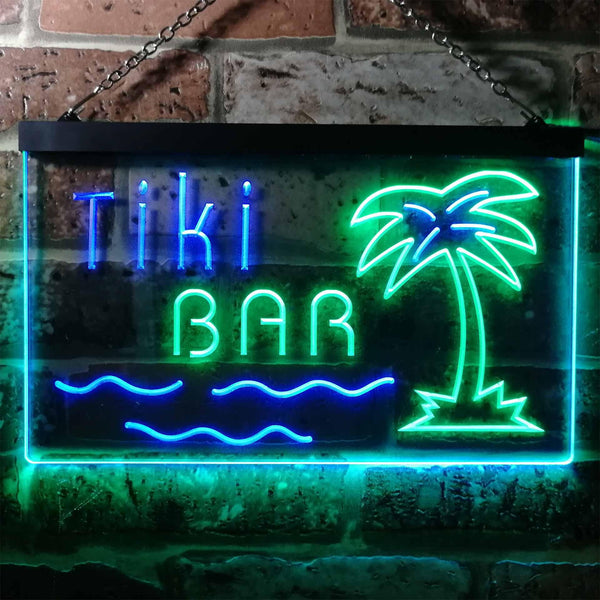 ADVPRO Tiki Bar Palm Tree Island Illuminated Dual Color LED Neon Sign st6-i0787 - Green & Blue