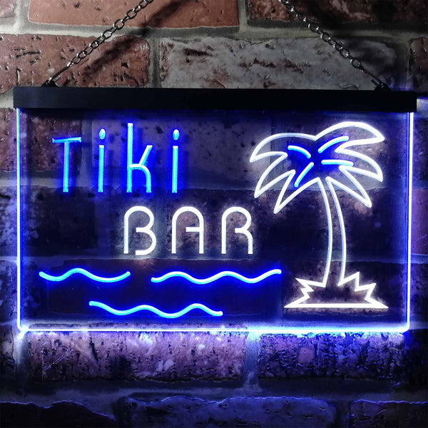 ADVPRO Tiki Bar Palm Tree Island Illuminated Dual Color LED Neon Sign st6-i0787 - White & Blue