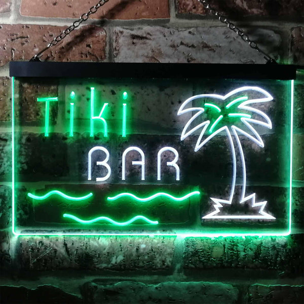 ADVPRO Tiki Bar Palm Tree Island Illuminated Dual Color LED Neon Sign st6-i0787 - White & Green