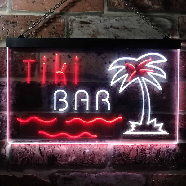 ADVPRO Tiki Bar Palm Tree Island Illuminated Dual Color LED Neon Sign st6-i0787 - White & Red