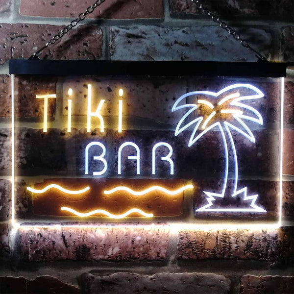 ADVPRO Tiki Bar Palm Tree Island Illuminated Dual Color LED Neon Sign st6-i0787 - White & Yellow