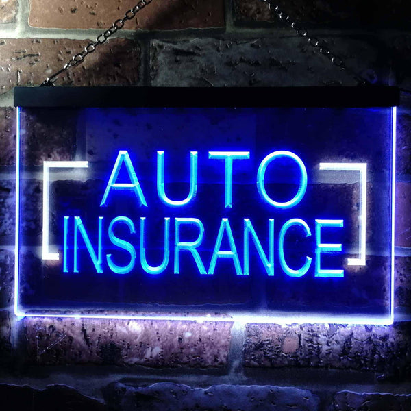 ADVPRO Auto Insurance Agency Illuminated Dual Color LED Neon Sign st6-i0793 - White & Blue