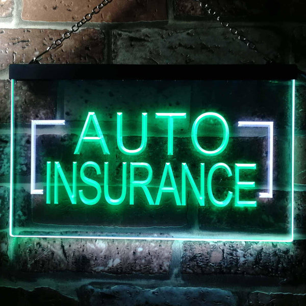 ADVPRO Auto Insurance Agency Illuminated Dual Color LED Neon Sign st6-i0793 - White & Green