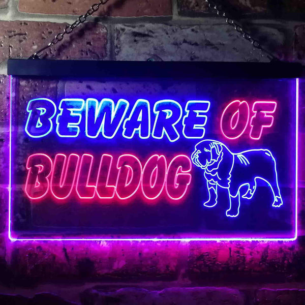 ADVPRO Beware of Bulldog Illuminated Dual Color LED Neon Sign st6-i0837 - Red & Blue