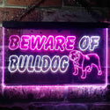 ADVPRO Beware of Bulldog Illuminated Dual Color LED Neon Sign st6-i0837 - White & Purple