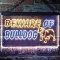 ADVPRO Beware of Bulldog Illuminated Dual Color LED Neon Sign st6-i0837 - White & Yellow