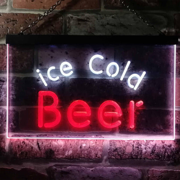 ADVPRO Ice Cold Beer Bar Pub Club Illuminated Dual Color LED Neon Sign st6-i0857 - White & Red