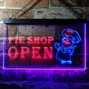 ADVPRO Pie Shop Open Illuminated Dual Color LED Neon Sign st6-i0880 - Blue & Red