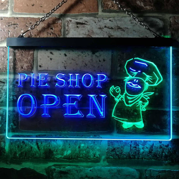 ADVPRO Pie Shop Open Illuminated Dual Color LED Neon Sign st6-i0880 - Green & Blue