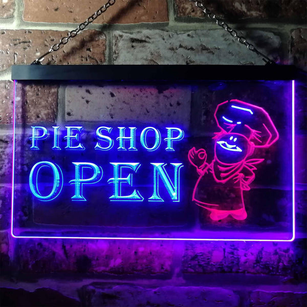 ADVPRO Pie Shop Open Illuminated Dual Color LED Neon Sign st6-i0880 - Red & Blue