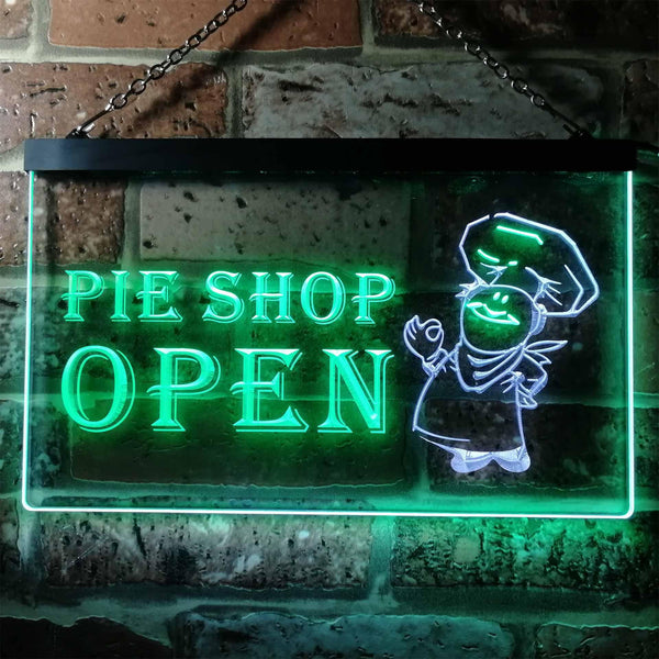 ADVPRO Pie Shop Open Illuminated Dual Color LED Neon Sign st6-i0880 - White & Green