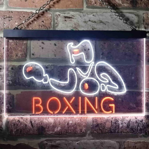 ADVPRO Boxing Fitness Club Display Dual Color LED Neon Sign st6-i1006 - White & Orange