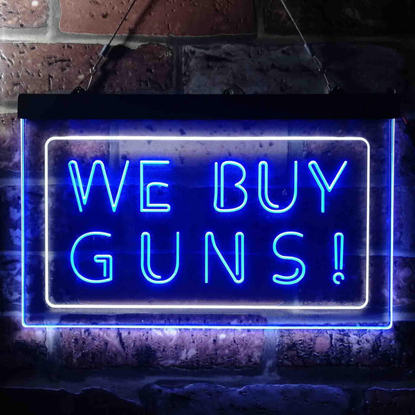 ADVPRO We Buy Gun Shop Display Dual Color LED Neon Sign st6-i1009 - White & Blue