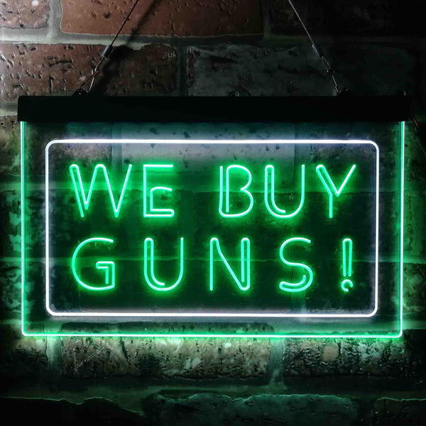 ADVPRO We Buy Gun Shop Display Dual Color LED Neon Sign st6-i1009 - White & Green