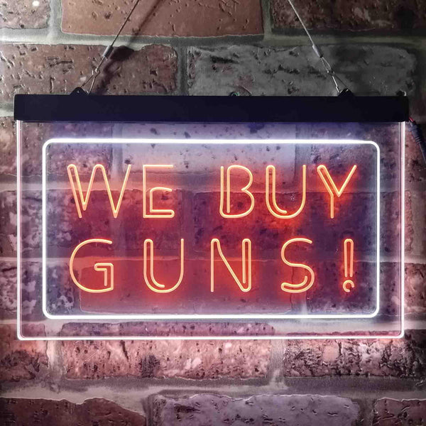 ADVPRO We Buy Gun Shop Display Dual Color LED Neon Sign st6-i1009 - White & Orange