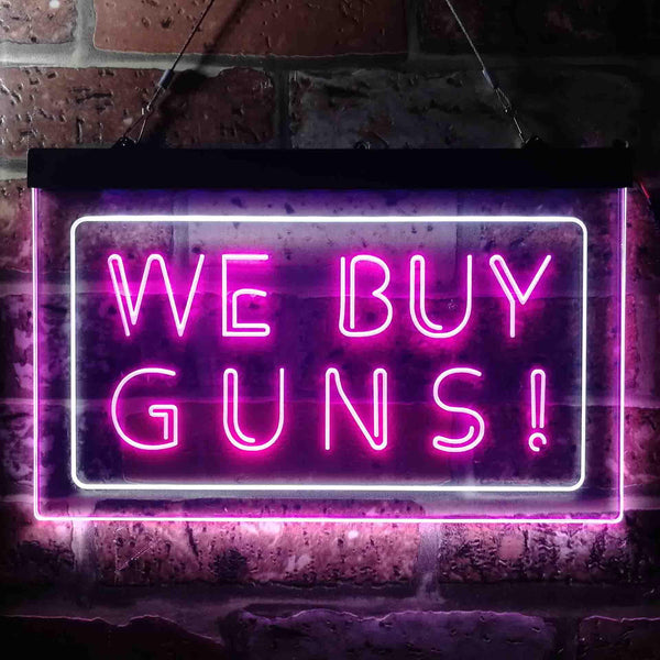 ADVPRO We Buy Gun Shop Display Dual Color LED Neon Sign st6-i1009 - White & Purple