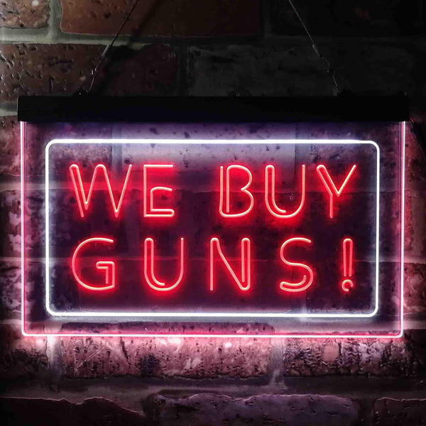 ADVPRO We Buy Gun Shop Display Dual Color LED Neon Sign st6-i1009 - White & Red