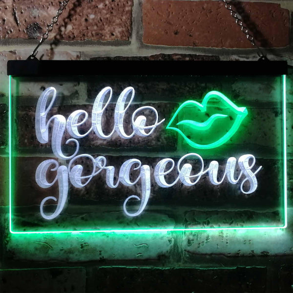 ADVPRO Hello Gorgeous Support Women Dual Color LED Neon Sign st6-i1178 - White & Green