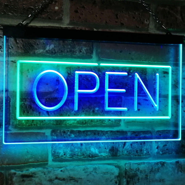 ADVPRO Open Shop Display Rectangle Dual Color LED Neon Sign st6-i2019 - Green & Blue
