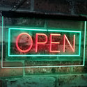 ADVPRO Open Shop Display Rectangle Dual Color LED Neon Sign st6-i2019 - Green & Red