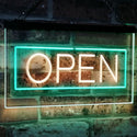 ADVPRO Open Shop Display Rectangle Dual Color LED Neon Sign st6-i2019 - Green & Yellow