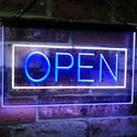 ADVPRO Open Shop Display Rectangle Dual Color LED Neon Sign st6-i2019 - White & Blue
