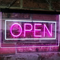 ADVPRO Open Shop Display Rectangle Dual Color LED Neon Sign st6-i2019 - White & Purple