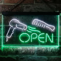 ADVPRO Open Hair Salon Dryer Comb Wall Decor Dual Color LED Neon Sign st6-i2031 - White & Green