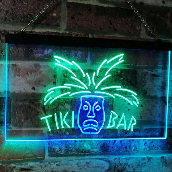 ADVPRO Tiki Bar Mask Pub Club Beer Drink Happy Hour Dual Color LED Neon Sign st6-i2067 - Green & Blue