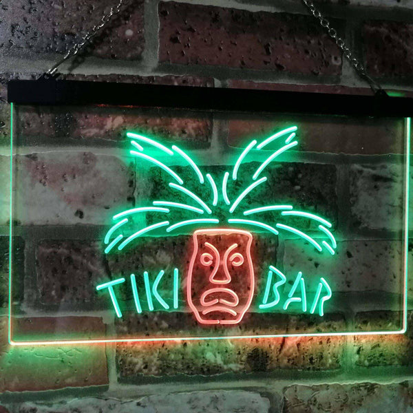ADVPRO Tiki Bar Mask Pub Club Beer Drink Happy Hour Dual Color LED Neon Sign st6-i2067 - Green & Red