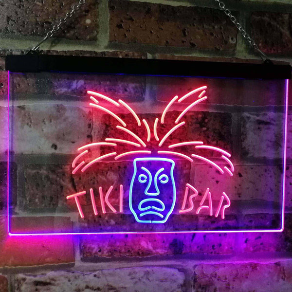 ADVPRO Tiki Bar Mask Pub Club Beer Drink Happy Hour Dual Color LED Neon Sign st6-i2067 - Red & Blue