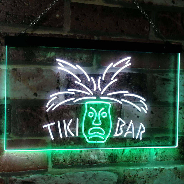 ADVPRO Tiki Bar Mask Pub Club Beer Drink Happy Hour Dual Color LED Neon Sign st6-i2067 - White & Green