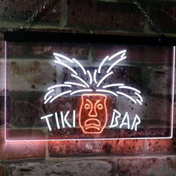 ADVPRO Tiki Bar Mask Pub Club Beer Drink Happy Hour Dual Color LED Neon Sign st6-i2067 - White & Orange