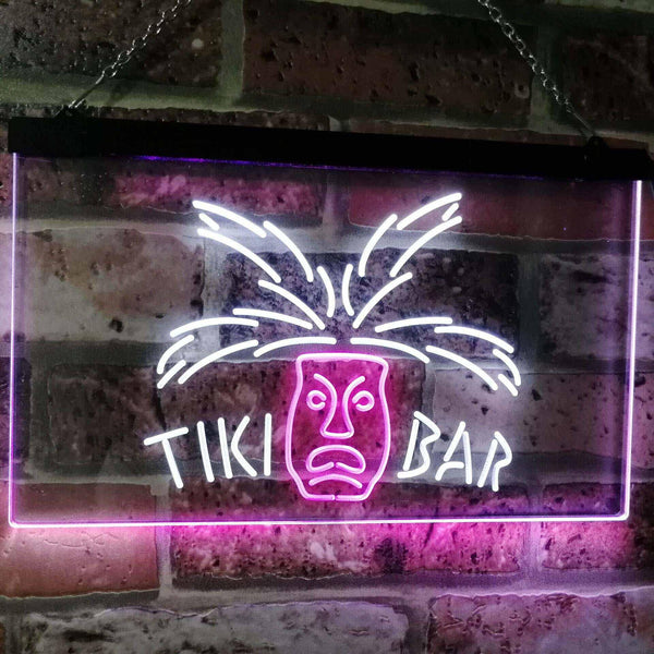 ADVPRO Tiki Bar Mask Pub Club Beer Drink Happy Hour Dual Color LED Neon Sign st6-i2067 - White & Purple