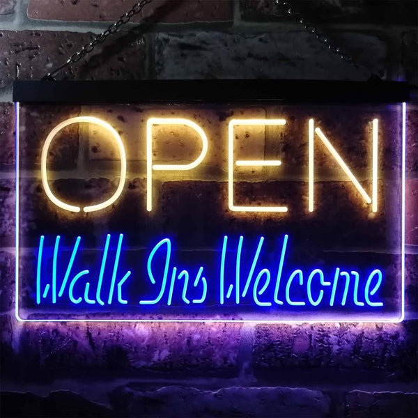 ADVPRO Open Walk Ins Welcome Display Business Dual Color LED Neon Sign st6-i2128 - Blue & Yellow