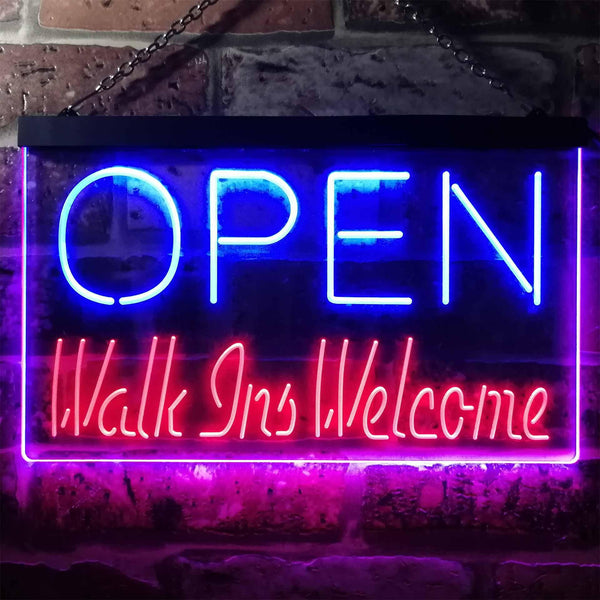 ADVPRO Open Walk Ins Welcome Display Business Dual Color LED Neon Sign st6-i2128 - Red & Blue