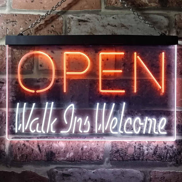 ADVPRO Open Walk Ins Welcome Display Business Dual Color LED Neon Sign st6-i2128 - White & Orange