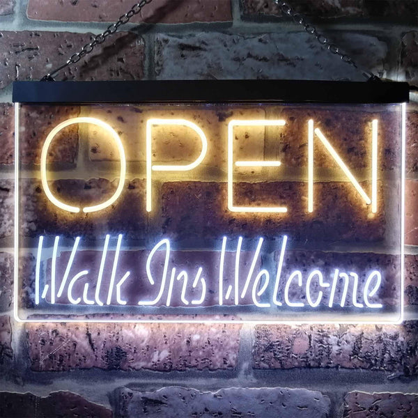 ADVPRO Open Walk Ins Welcome Display Business Dual Color LED Neon Sign st6-i2128 - White & Yellow