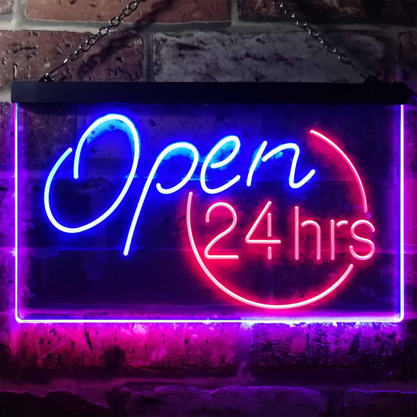 ADVPRO Open 24 Hours Shop Decor Dual Color LED Neon Sign st6-i2131 - Red & Blue