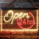 ADVPRO Open 24 Hours Shop Decor Dual Color LED Neon Sign st6-i2131 - Red & Yellow