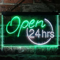 ADVPRO Open 24 Hours Shop Decor Dual Color LED Neon Sign st6-i2131 - White & Green