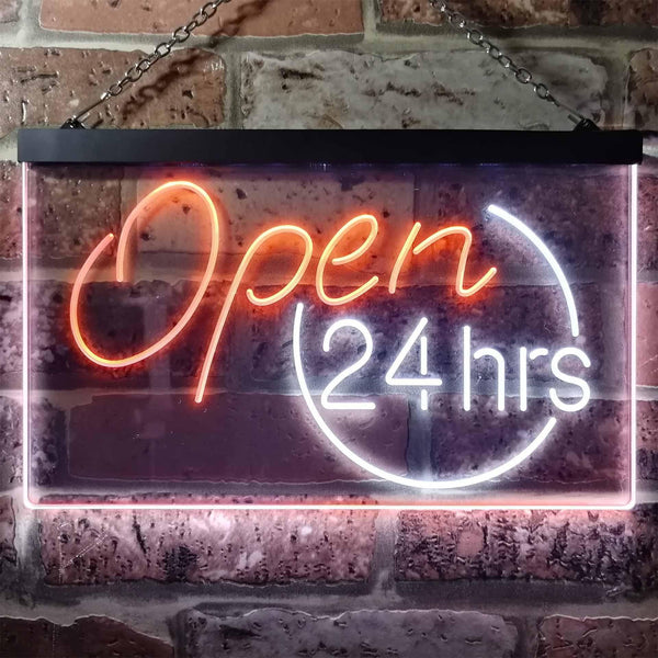 ADVPRO Open 24 Hours Shop Decor Dual Color LED Neon Sign st6-i2131 - White & Orange