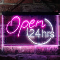 ADVPRO Open 24 Hours Shop Decor Dual Color LED Neon Sign st6-i2131 - White & Purple