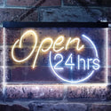 ADVPRO Open 24 Hours Shop Decor Dual Color LED Neon Sign st6-i2131 - White & Yellow